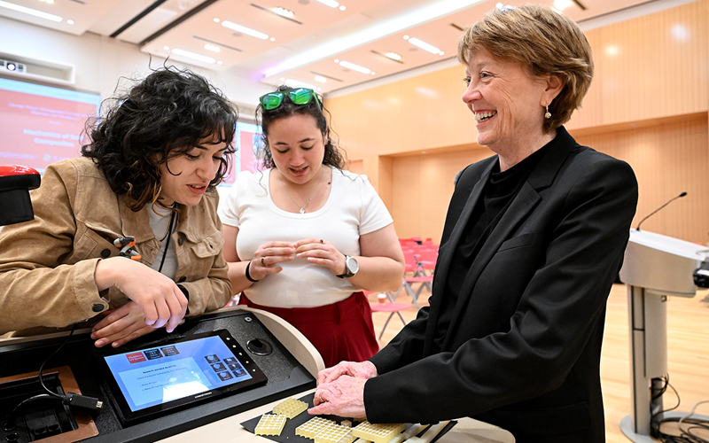 Dr. Boyce with two UMD Mechanical Engineering Students